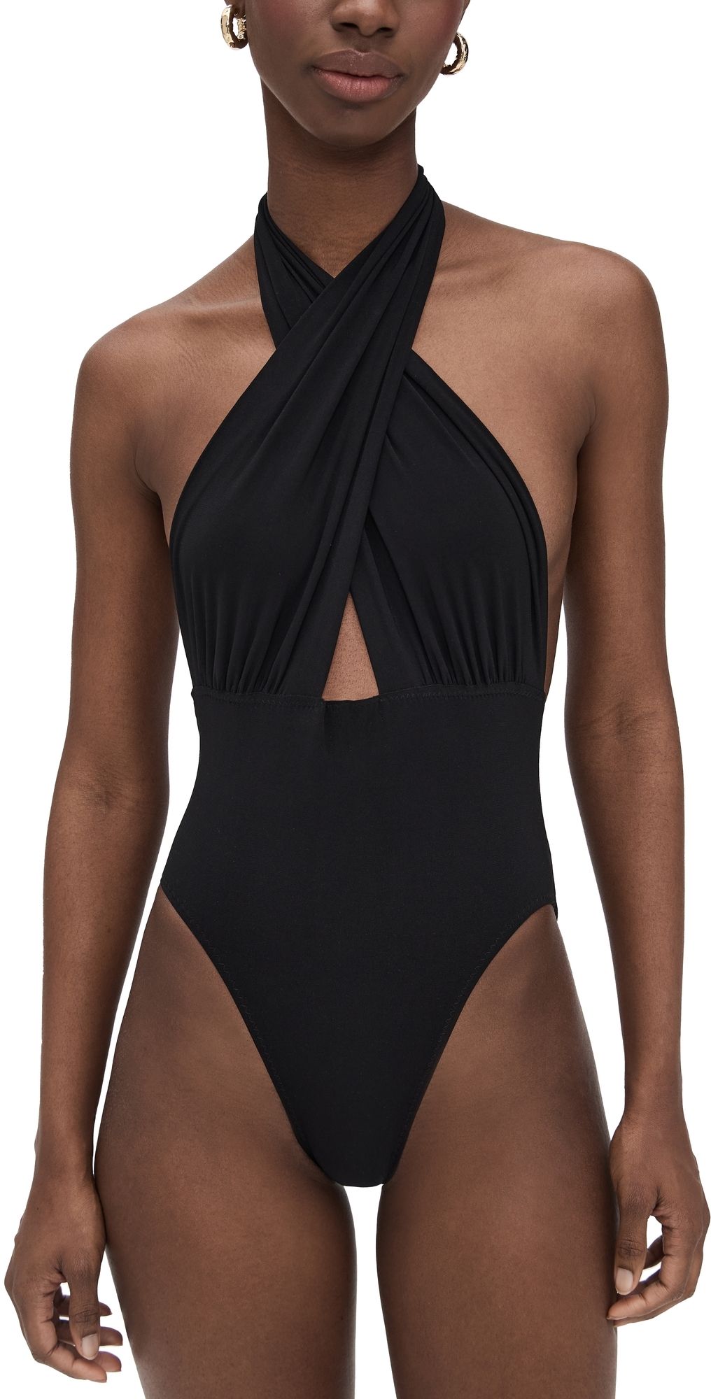 Norma Kamali Cross Halter Mio One Piece Black XS