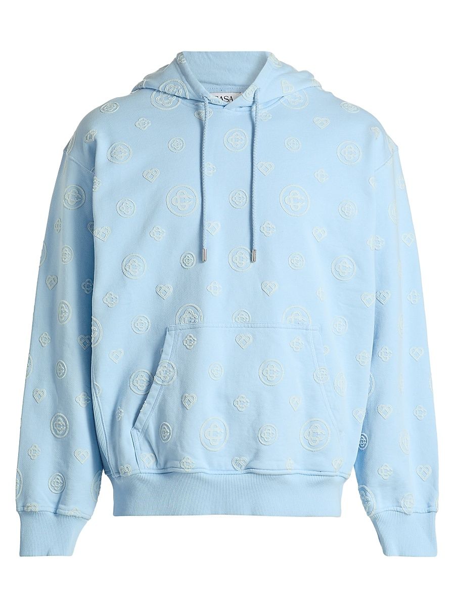Men's Applique Monogram Cotton Hoodie - Cerulean Loopback - Size XXL