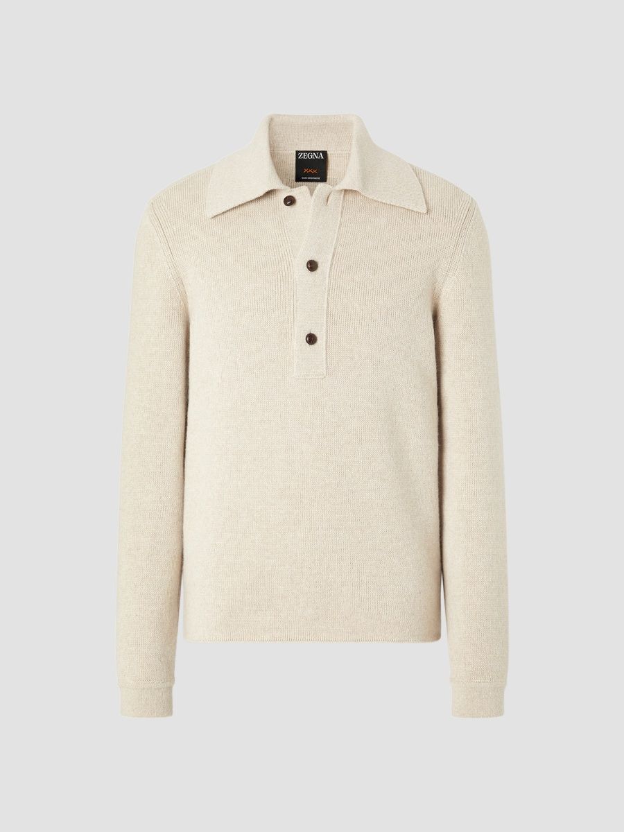 ZEGNA Men's Oasi Cashmere Polo Shirt - White - Size 36
