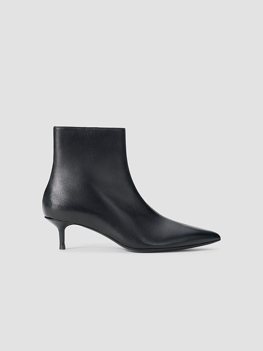 Staud Women's Sebastian Leather Kitten-Heel Ankle Boots - Black - Size 11