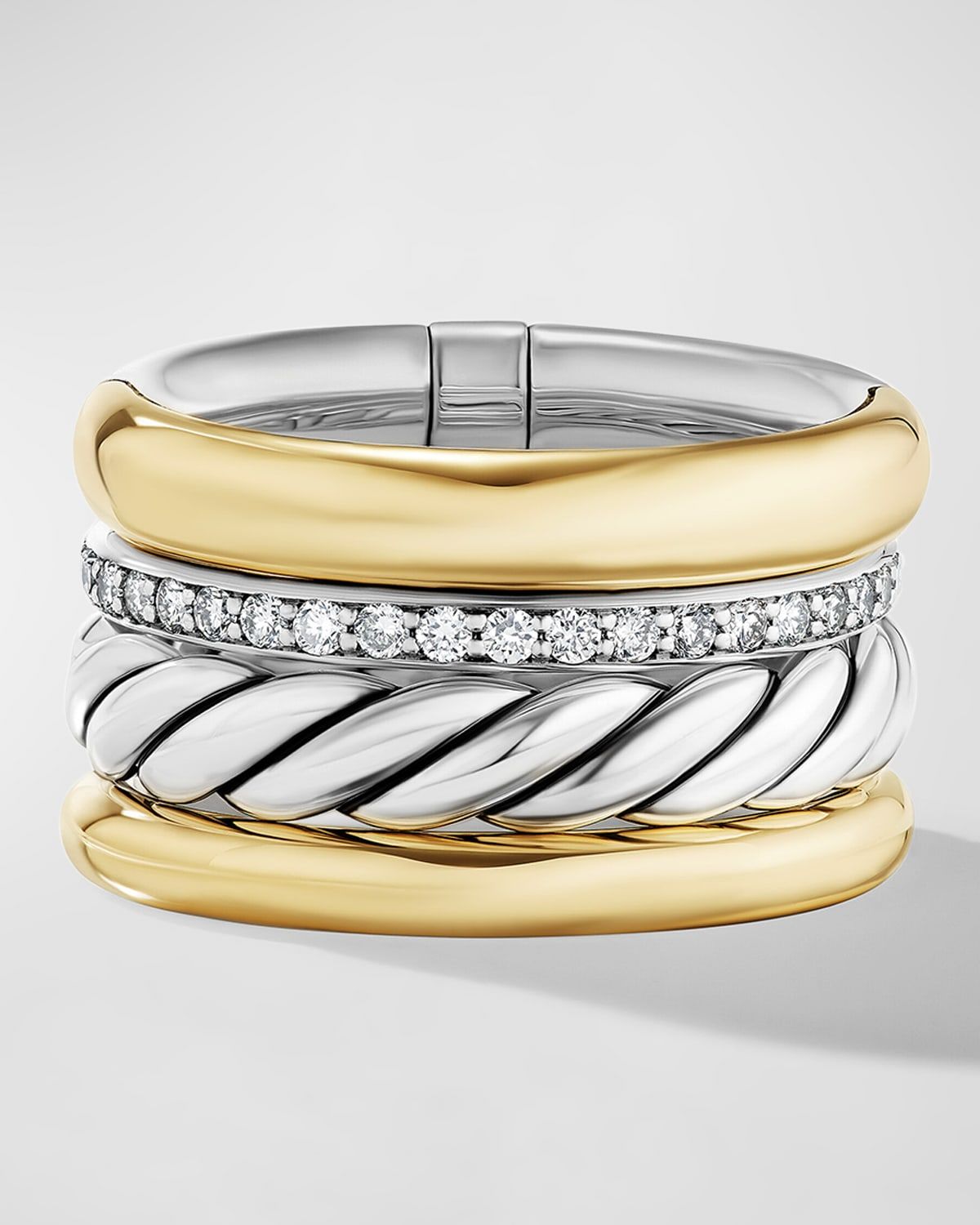 Mercer Ring with Diamonds in Silver and 18K Gold, 14mm
