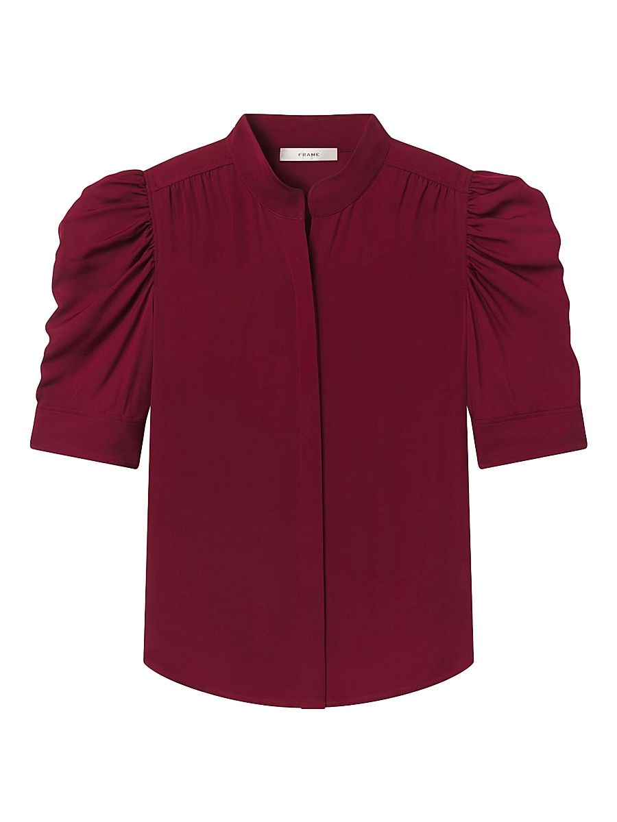 Women's The Gillian Silk Top - Garnet - Size XS