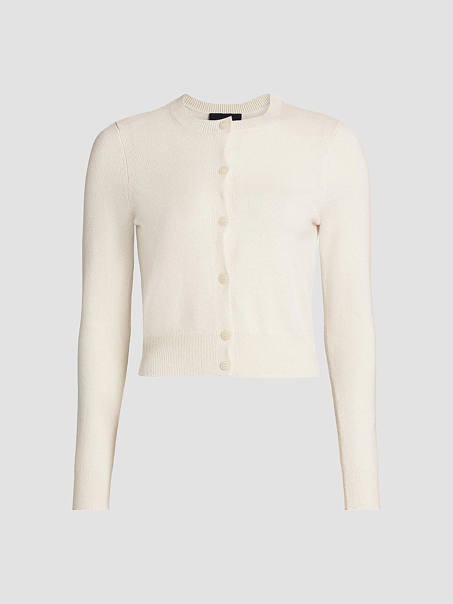 Nili Lotan Women's March Crewneck Cashmere Cardigan - Ivory - Size XL