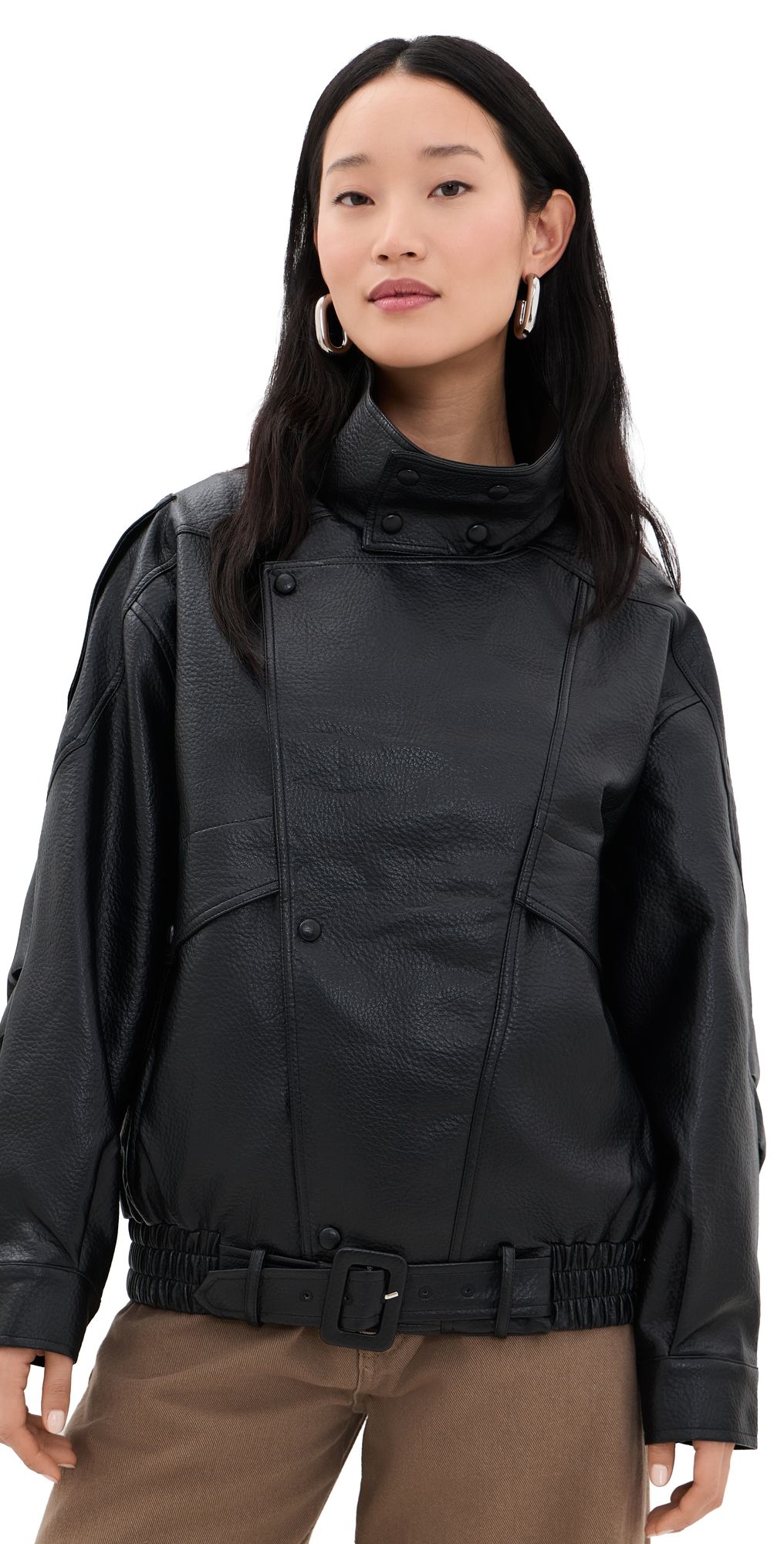 Lioness Rogue Faux Leather Bomber Jacket Onyx XL