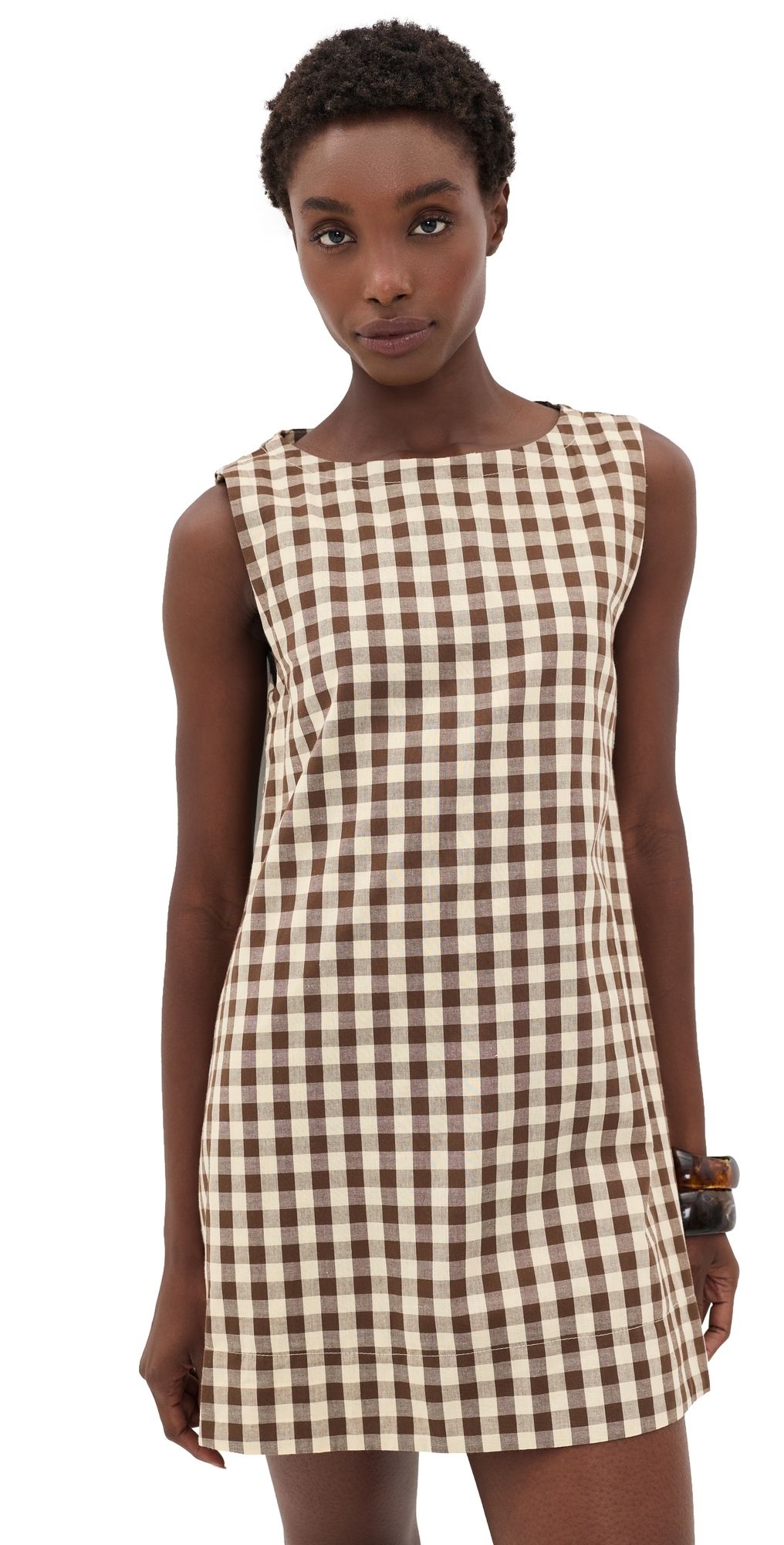 VRG GRL Aftersun Brown Check Mini Dress Brown Check XS