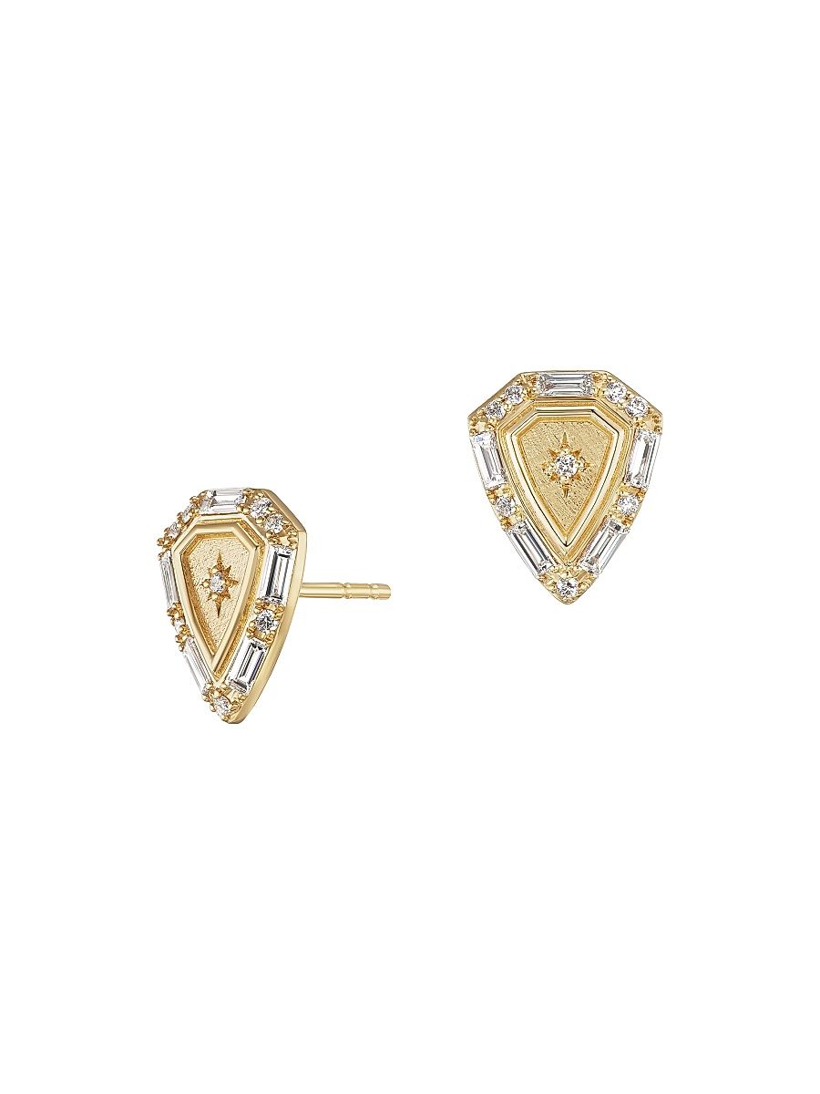 Women's Tarot 18K Yellow Gold & 0.56 TCW Diamond Shield Stud Earrings - Yellow Gold