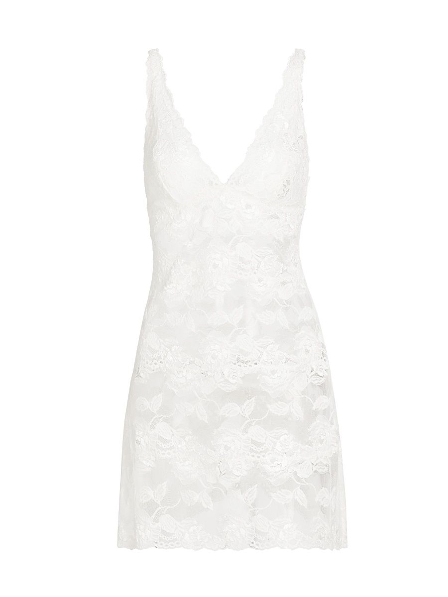 Josie Natori Women's Imagine Floral Lace Slip Minidress - Warm White - Size Large