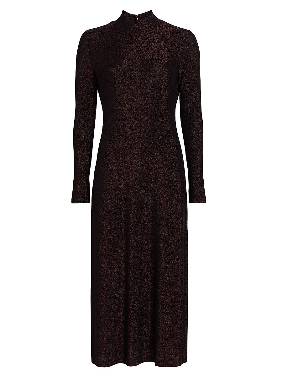 Women's Jewell Metallic Knit Open-Back Midi-Dress - Espresso - Size XL