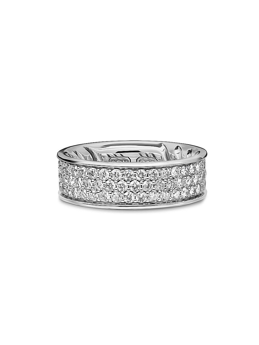 Men's Streamline Band Ring in Sterling Silver - Diamond - Size 10