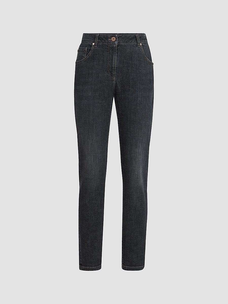 Women's Stretch Denim Slim Five-Pocket Jeans - Dark Grey - Size 2