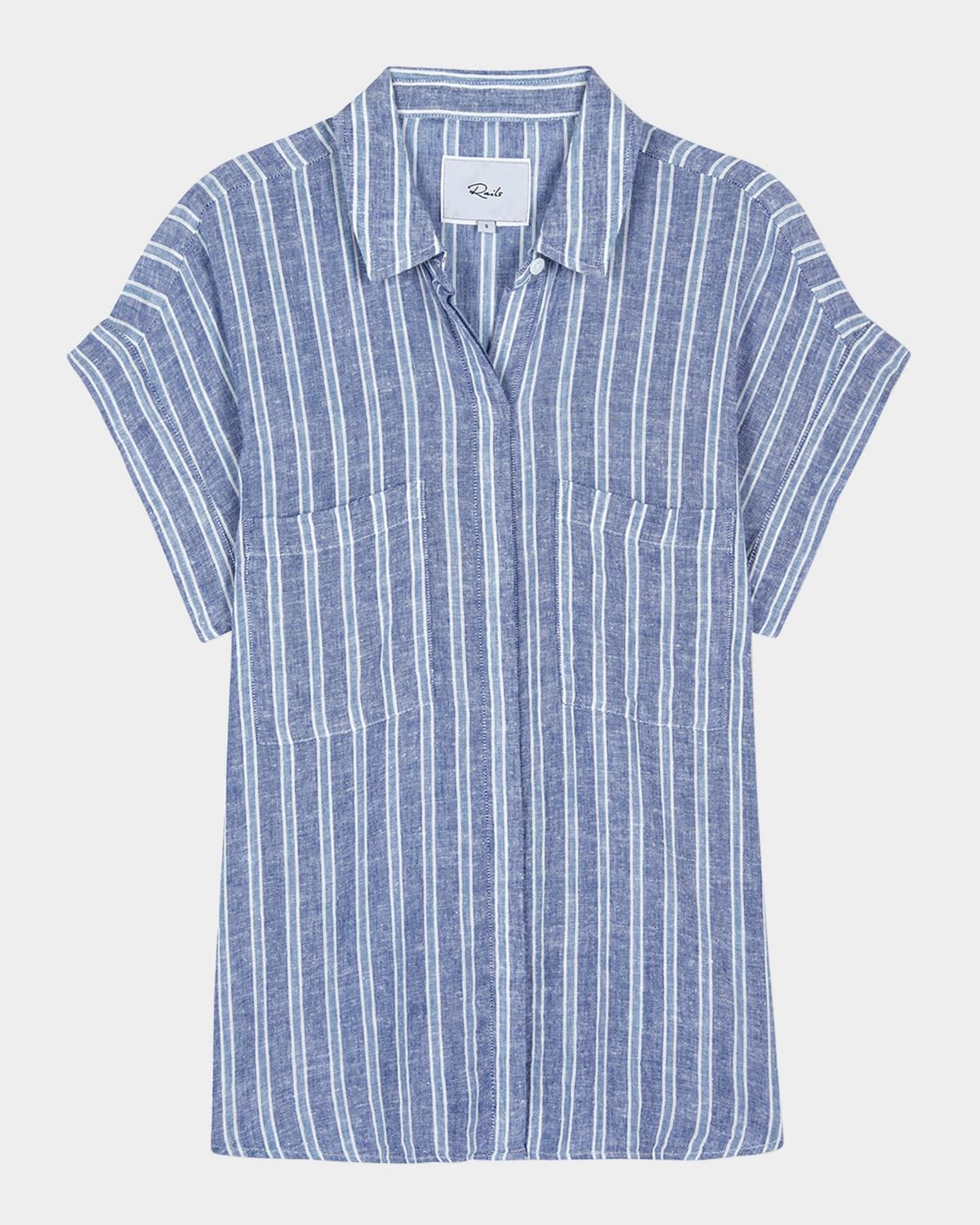 Cito Striped Button-Front Blouse