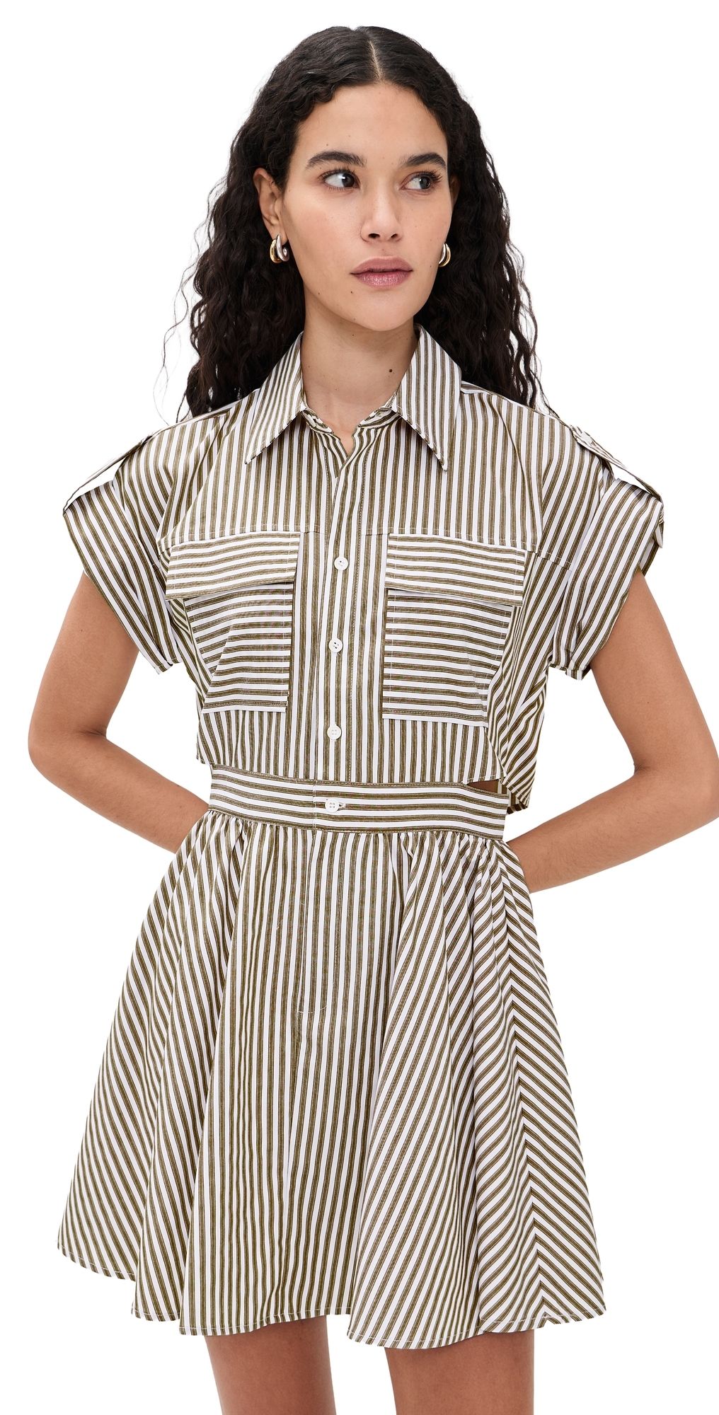o. p.t Rowe Dress Olive Stripe S