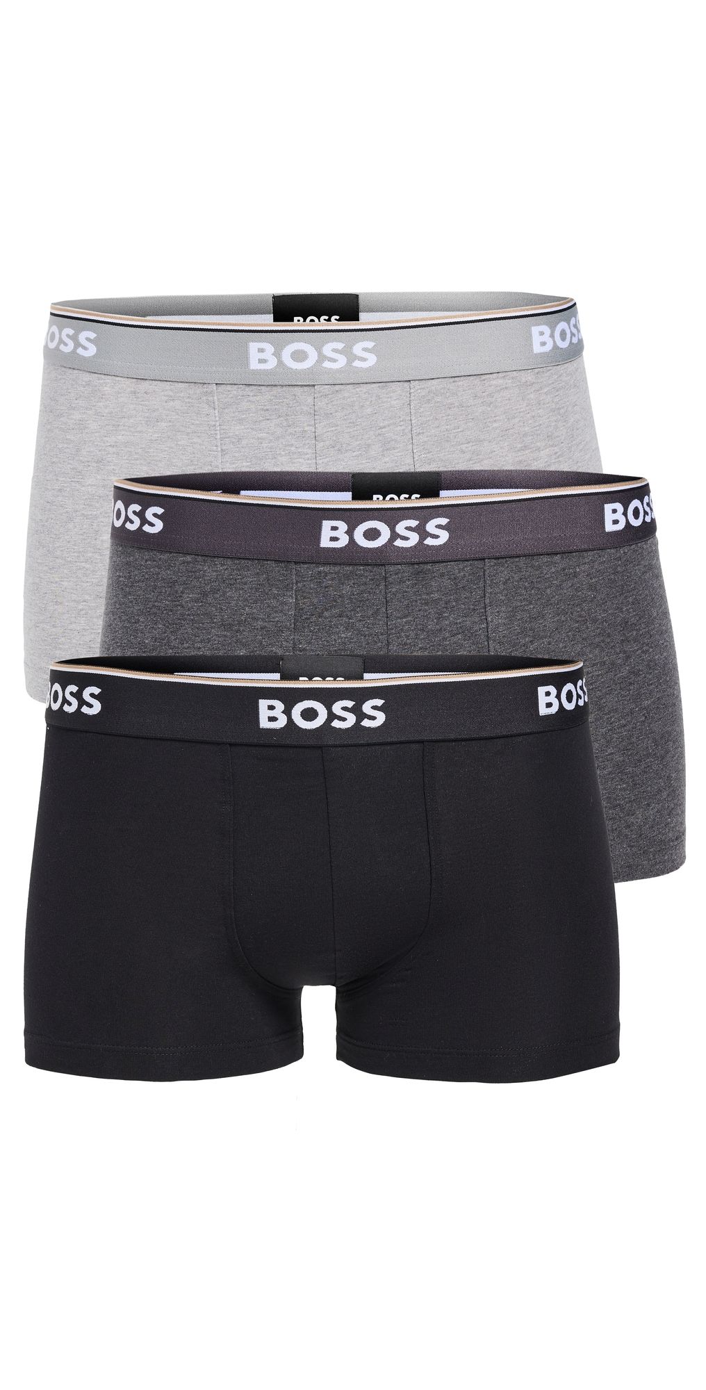 BOSS Stretch Cotton 3 Pack Trunks Grey XXL