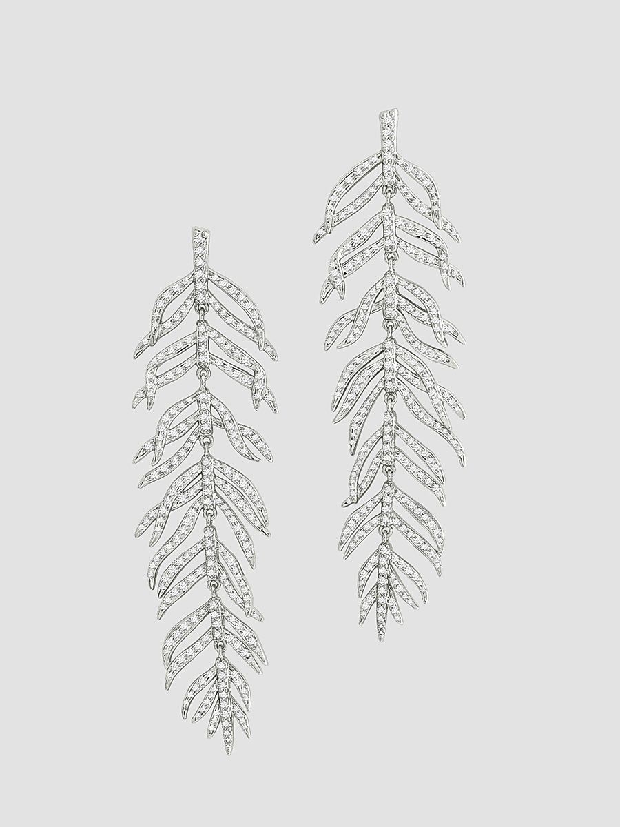Women's Palm Sterling Silver-Plated & Cubic Zirconia Drop Earrings - Silver