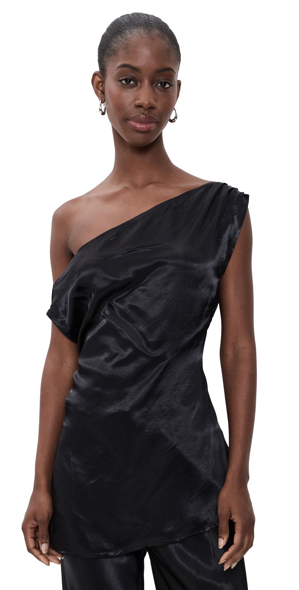 VRG GRL Camille Satin Tunic Top Black S