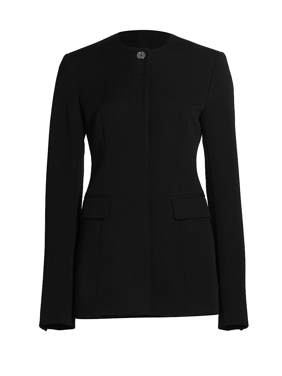 Women's Collarless Cinched Jacket - Black - Size 6
