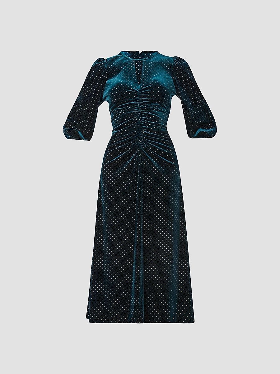 Shoshanna Women's Luna Velvet Midi-Dress - Emerald - Size 2