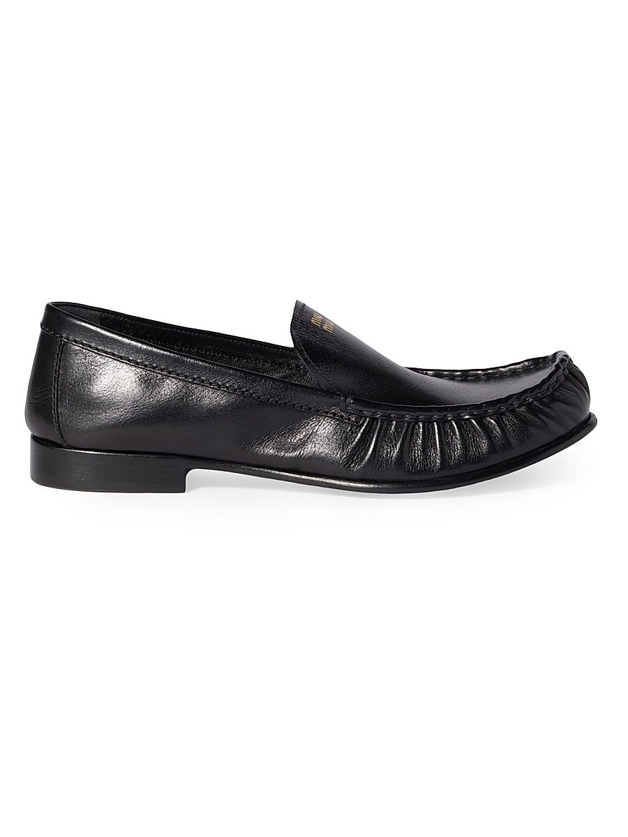 Women's Buffalo Leather Loafers - Black - Size 11