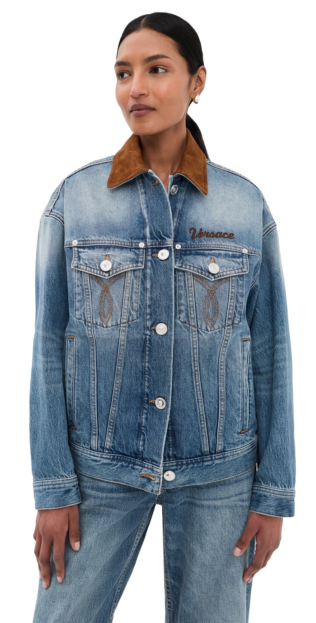 Versace Blouson Denim Jacket Medium Blue 36
