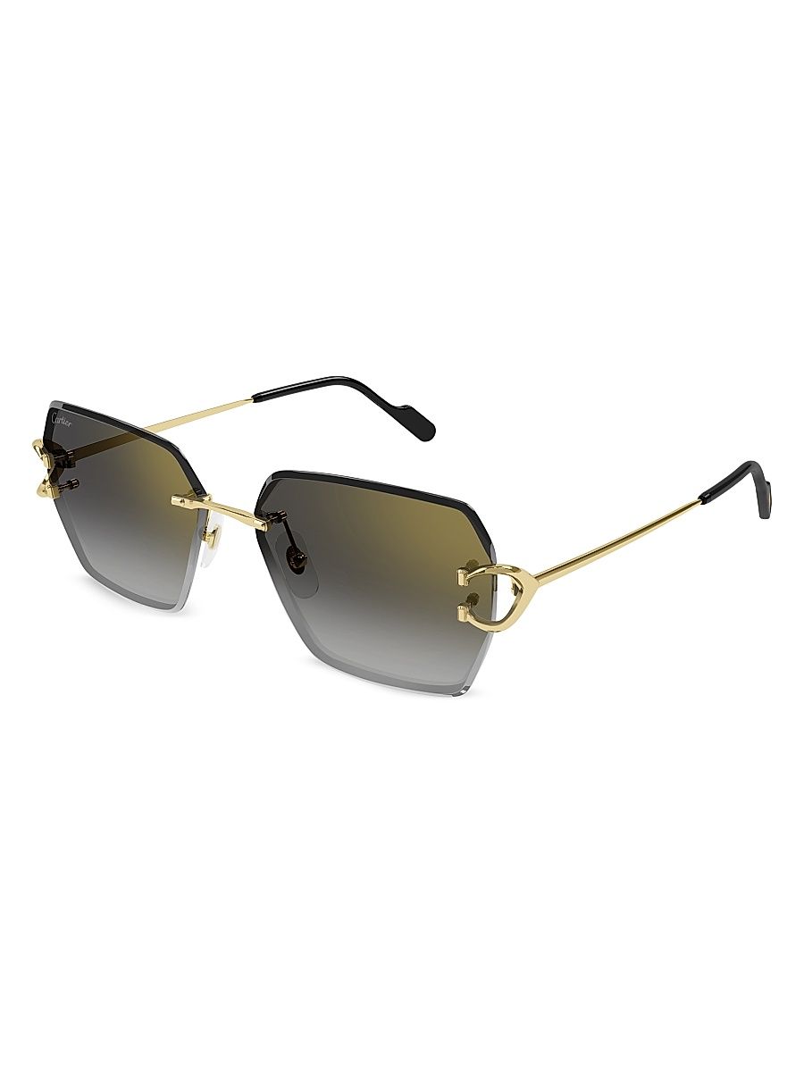 Women's C Decor 58MM 24K-Gold-Plated Metal Rimless Butterfly Sunglasses - Gold Grey Gradient