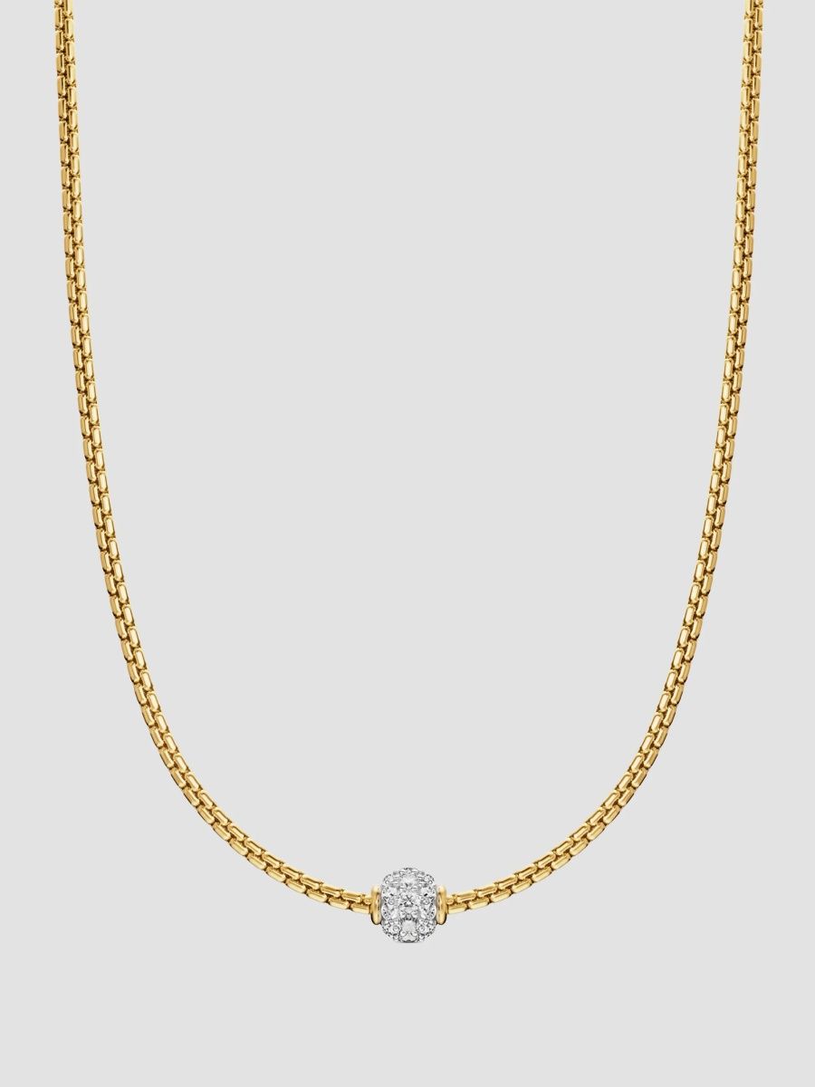 David Yurman Women's Pavé Bead Box Chain Necklace in 18K Yellow Gold - Gold - Size 18