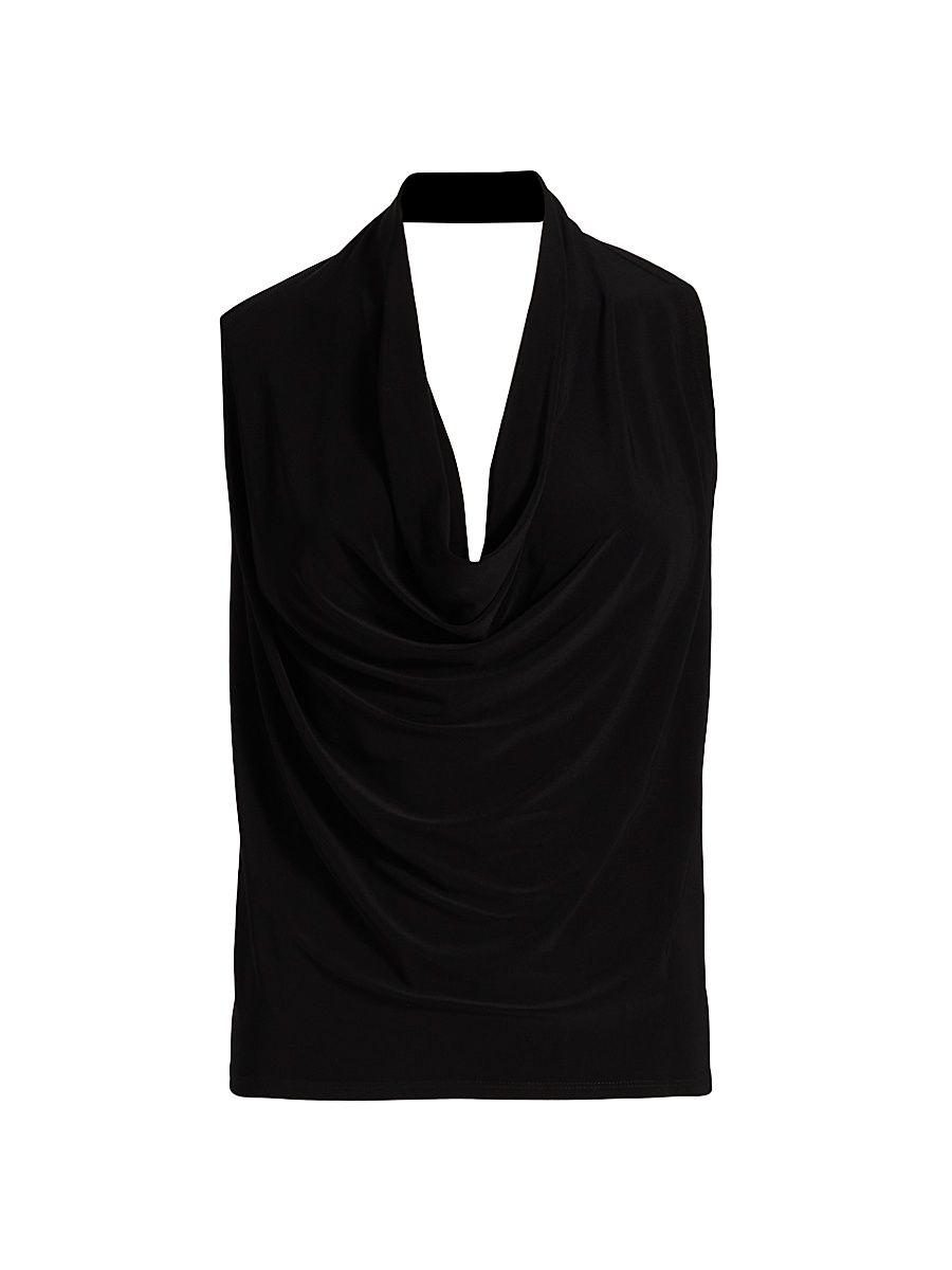 Women's Cowl Halter Top - Black - Size Medium