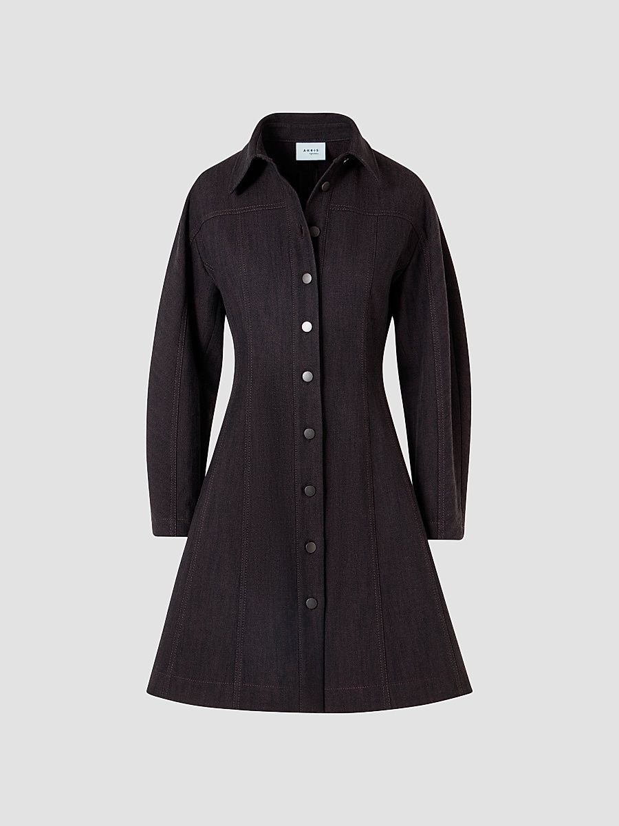 Women's Panel Winter Denim Shirtdress - Espresso - Size 14