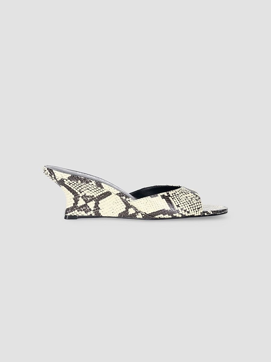 Women's Brigitte 60MM Snake-Embossed Mules - White Snake - Size 10