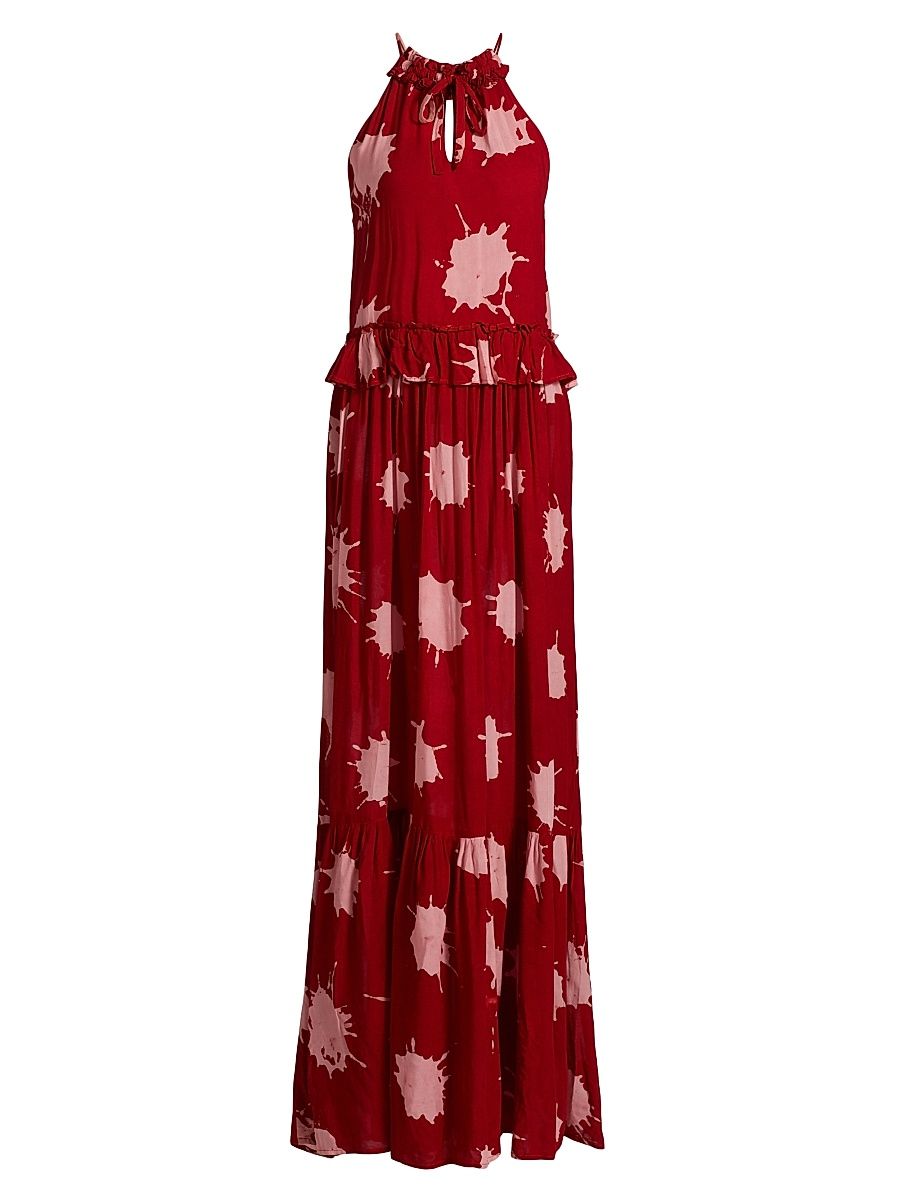 Women's Eriife Splatter-Print Maxi Dress - Red - Size Large
