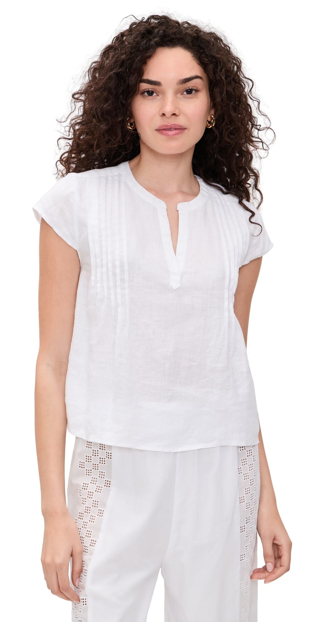 Splendid Stella Linen Pintuck Top White XS