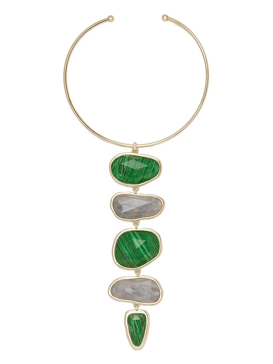Women's Stone Charm Maria Goldtone & Glass Stone Necklace - Gold