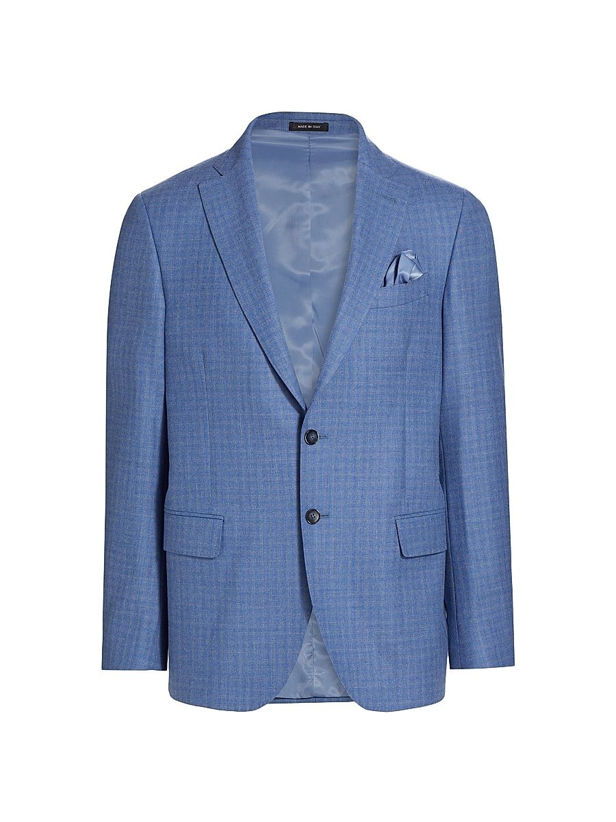Men's COLLECTION Shadow Plaid Sport Coat - Light Blue - Size 44