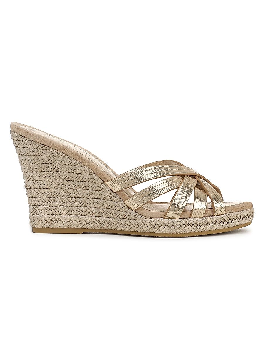 Women's Phylina 90MM Leather Espadrille Wedge Mules - Gold - Size 9