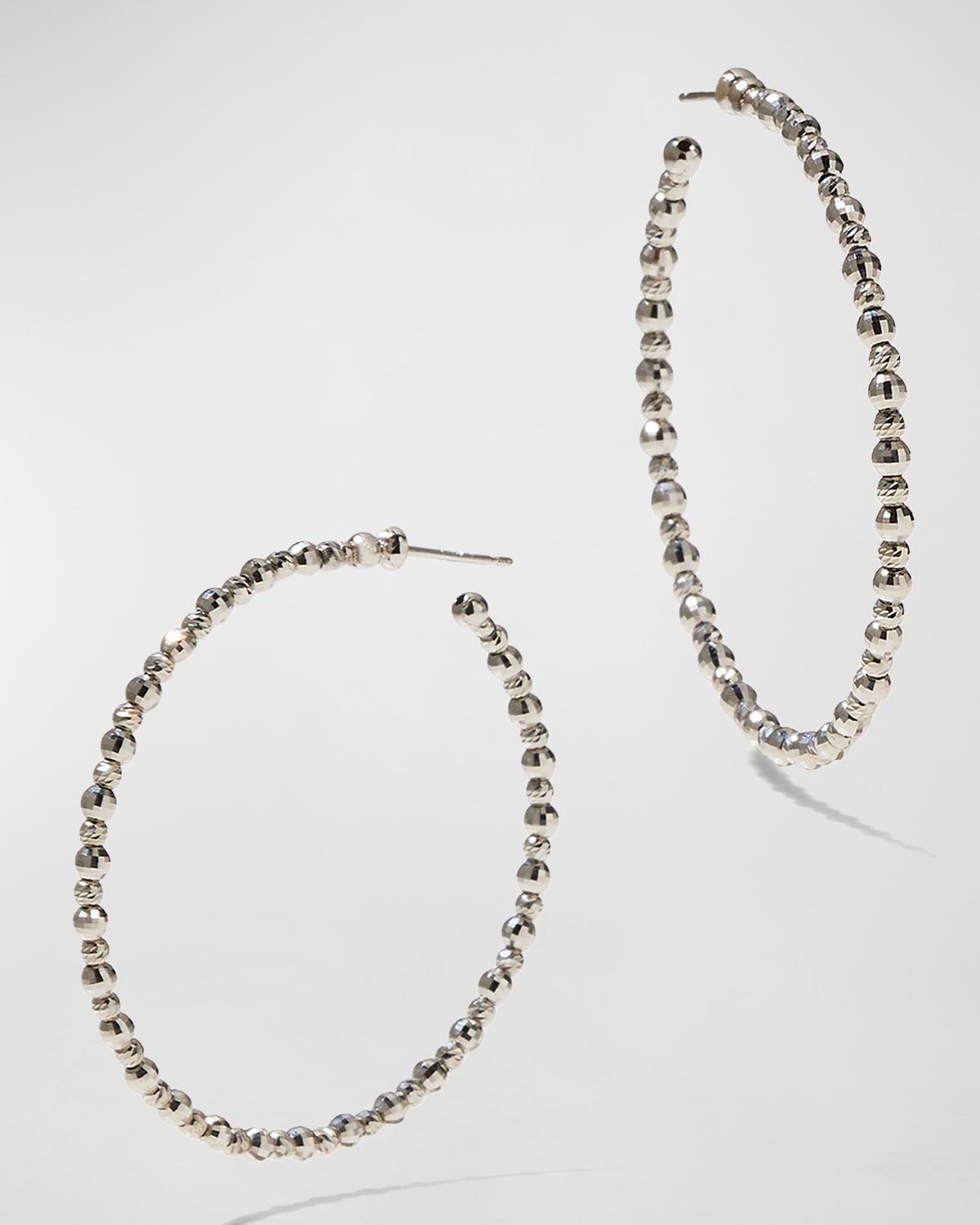 Platinum Hoop Earrings, 1.57"