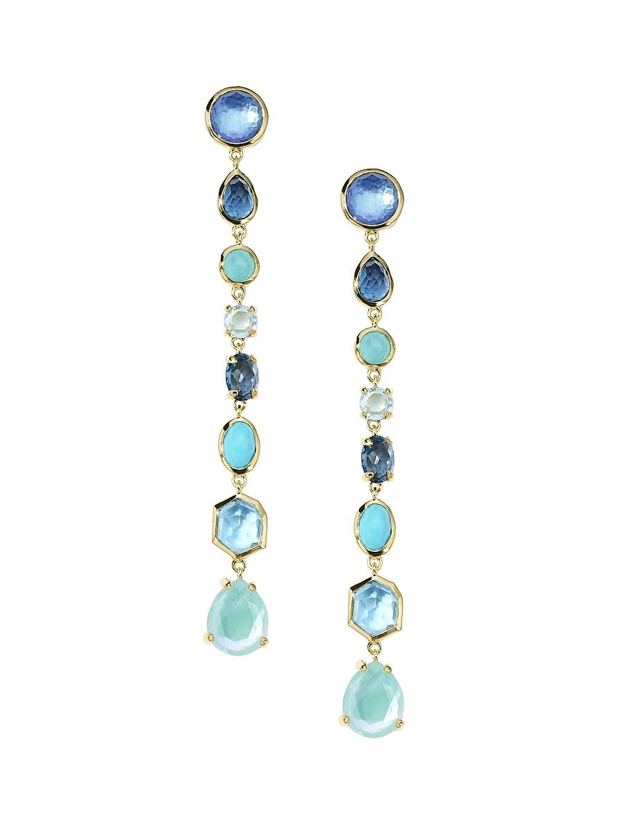 Women's Rock Candy Small 8-Stone Waterfall 18K Yellow Gold & Multi-Stone Linear Drop Earrings - Mare