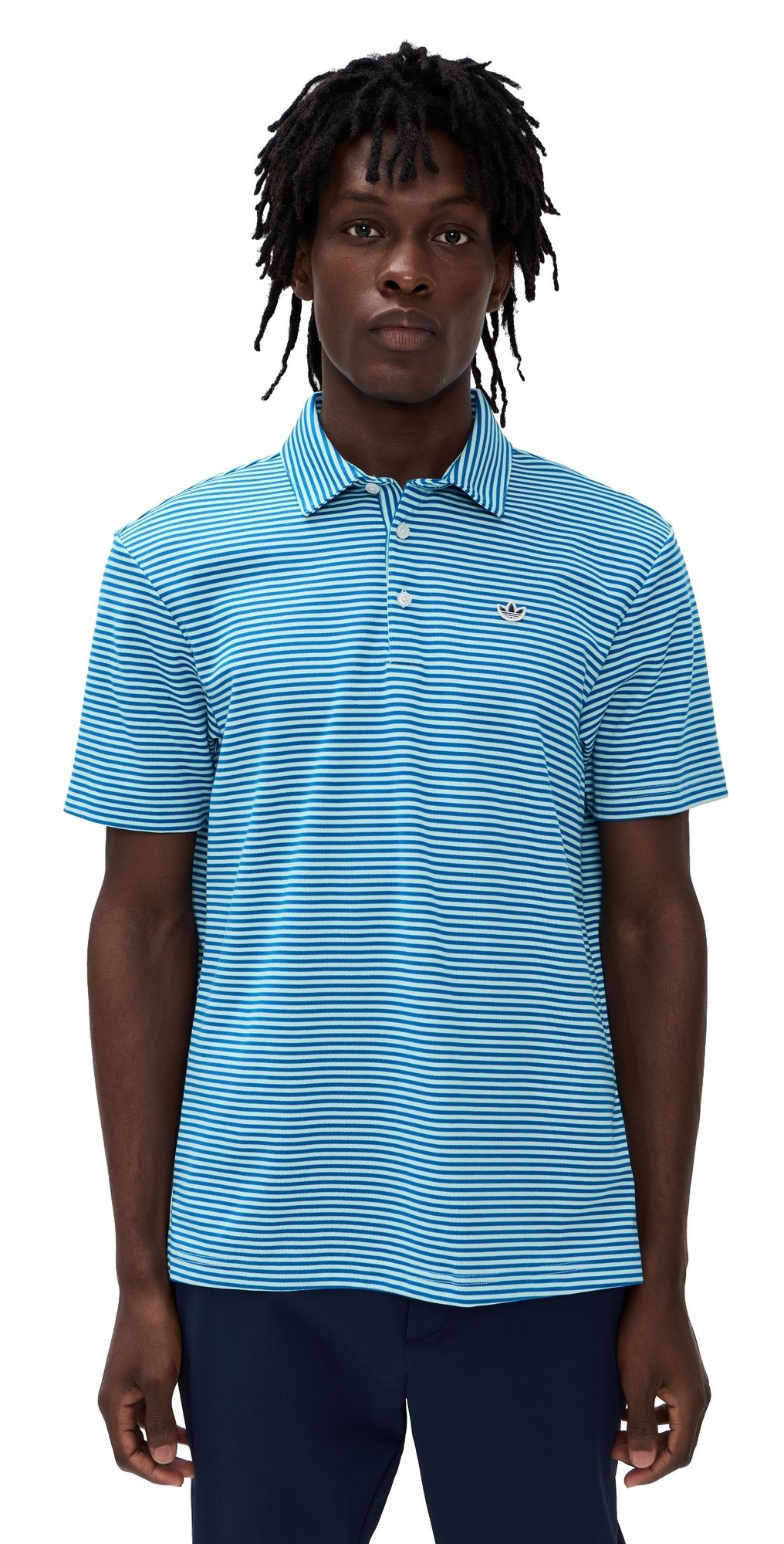 Adidas Golf Originals Stripe Pique Polo Clear Mint/Bluebird XL