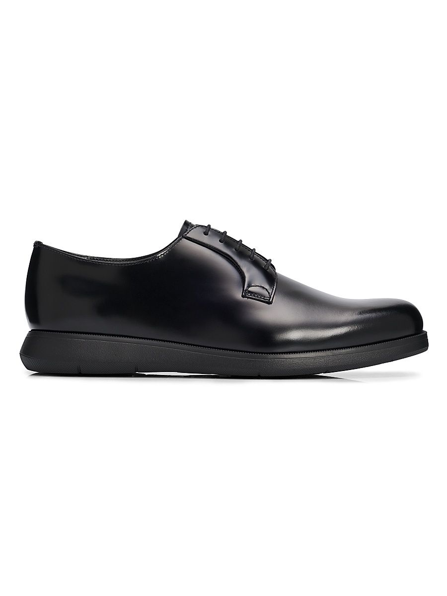 Men's Redruth Leather Derby Shoes - Black - Size 12