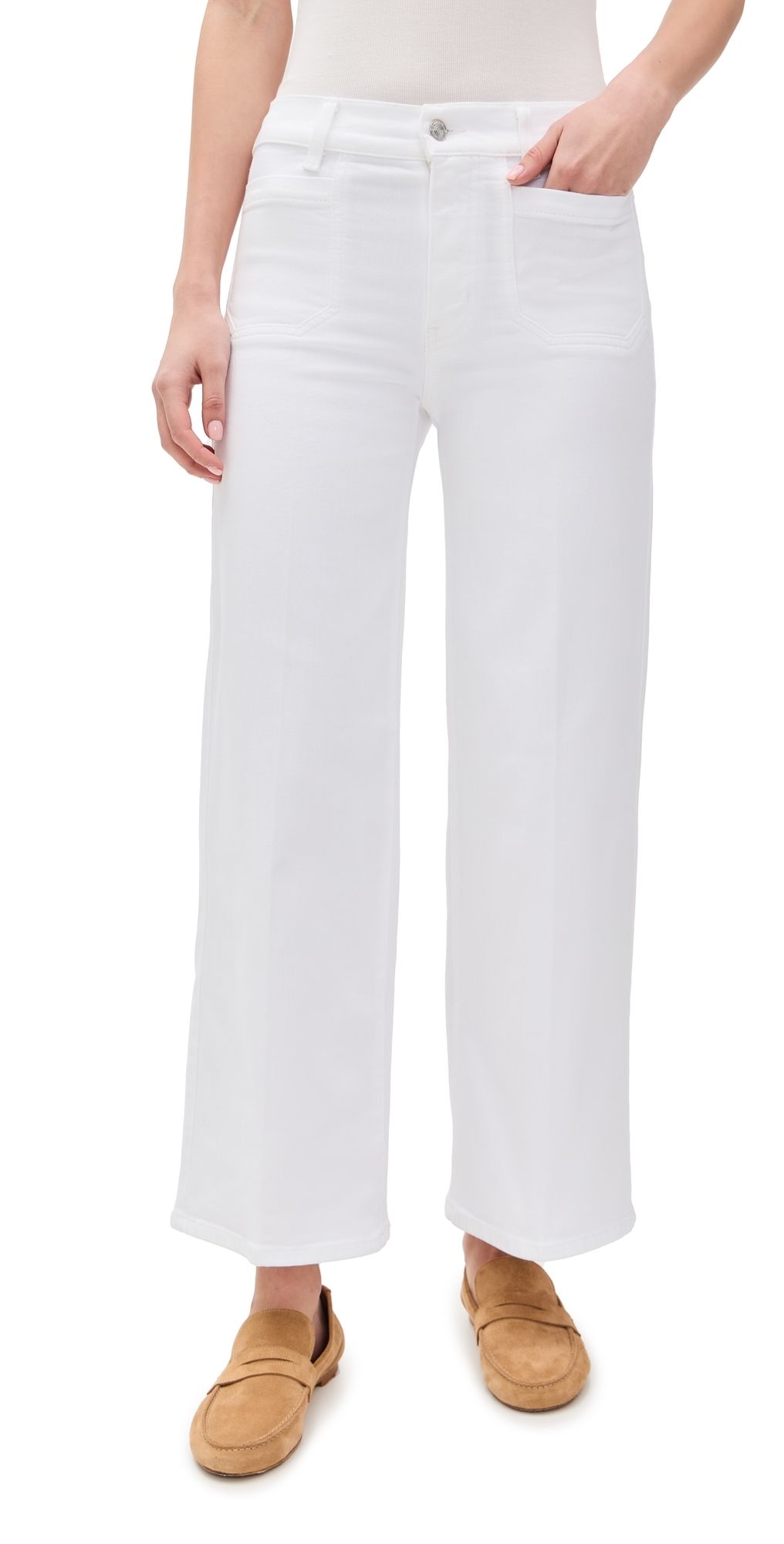 FRAME Le Slim Palazzo Modernist Pocket Jeans White 28
