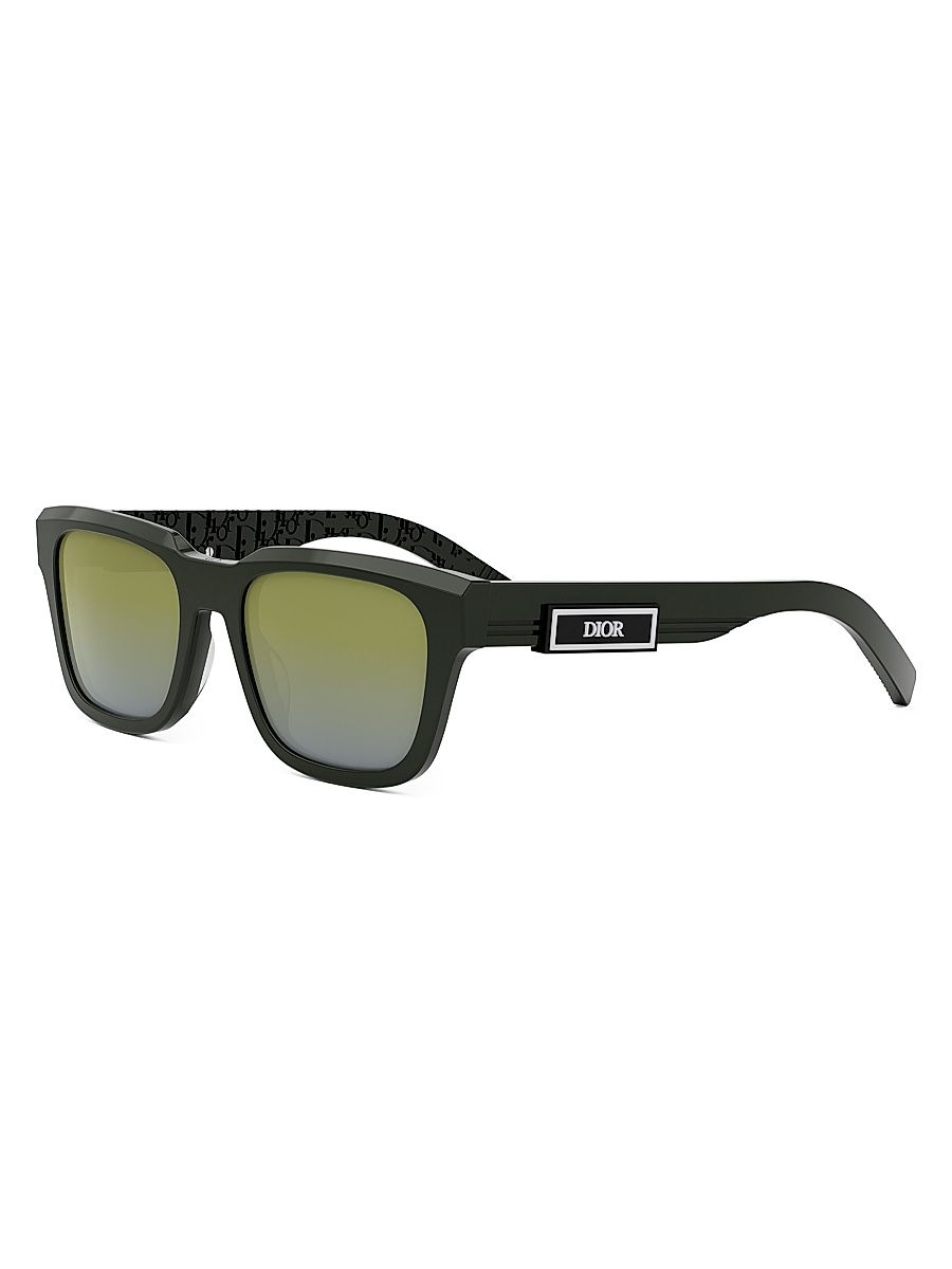 Men's DiorB23 S1I 53MM Square Sunglasses - Gradient Green Black