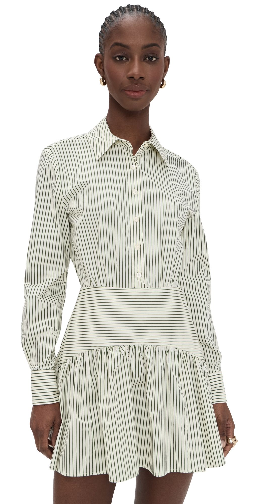STAUD Rocco Mini Dress Chive Stripe 2