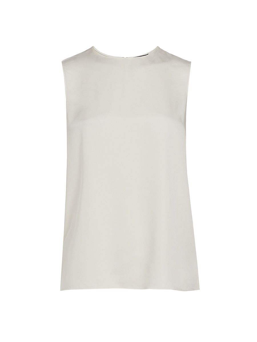 Women's Sleeveless Silk Top - Ivory - Size XXL