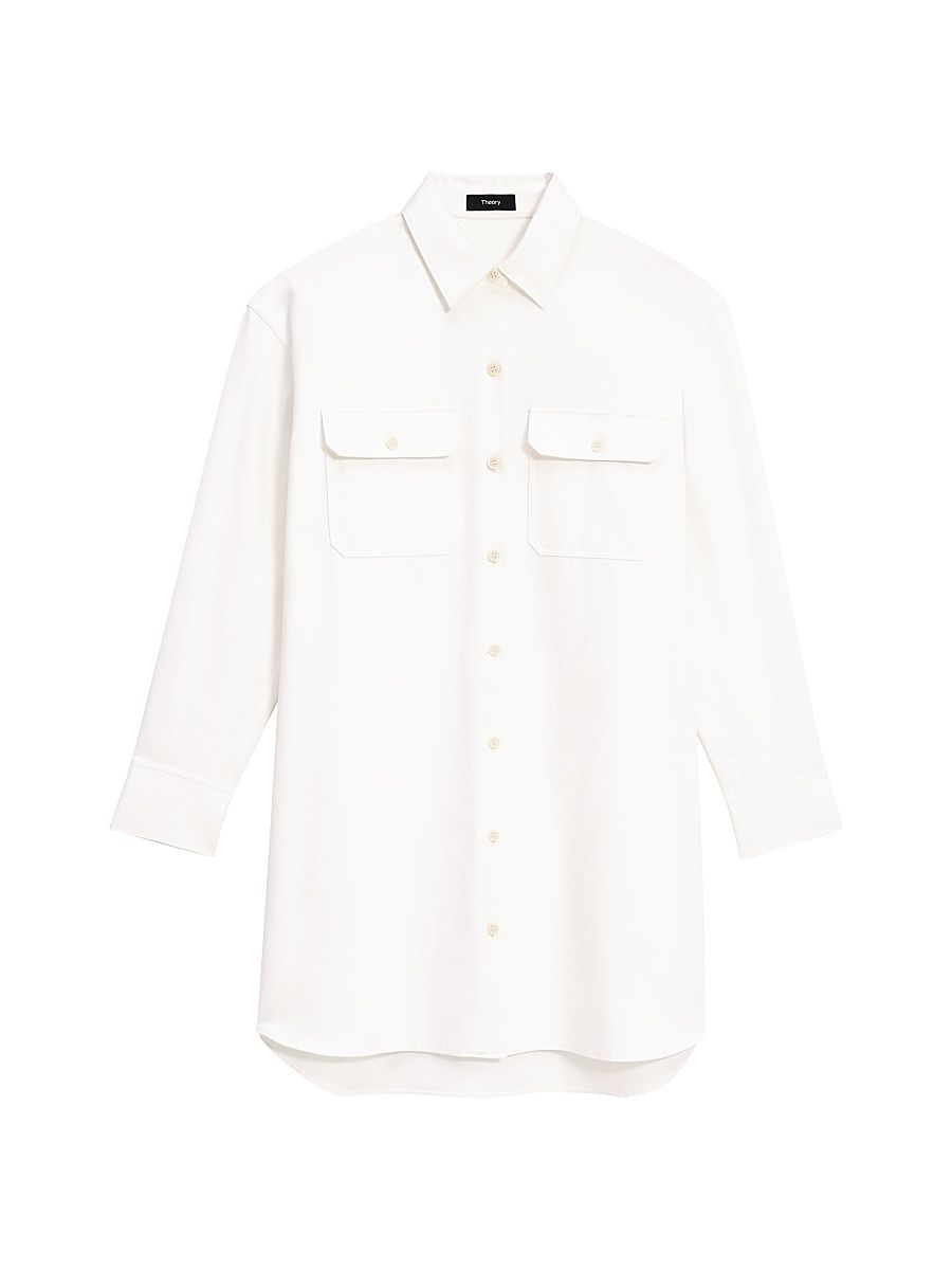 Women's Denim Military Shirtdress - Optic White - Size Large