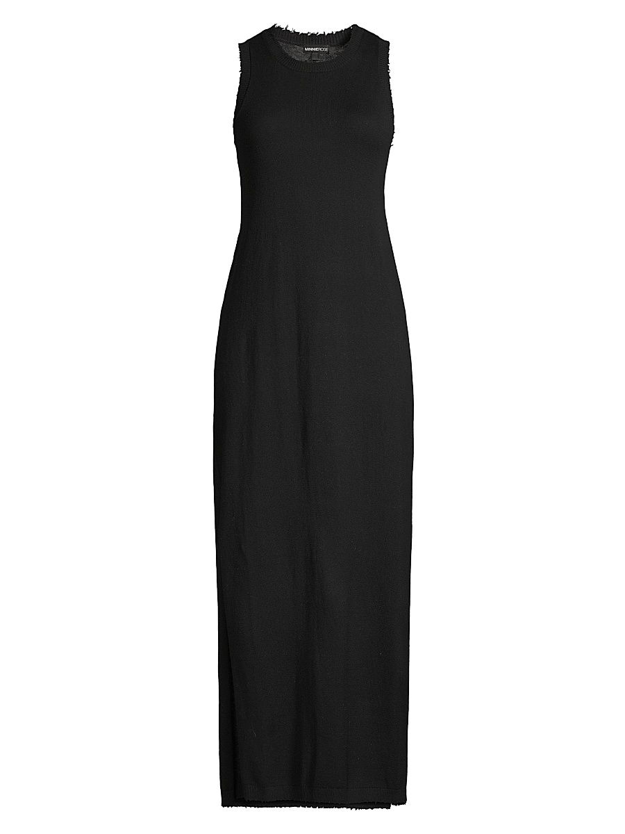 Women's Frayed-Edge Maxi-Dress - Black - Size XL