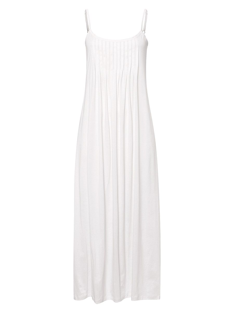 Hanro Women's Juliet Pleated Cotton Long Chemise - White - Size Large