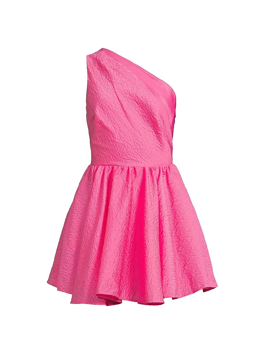 Women's Jo Jacquard One-Shoulder Minidress - Fuchsia - Size 14