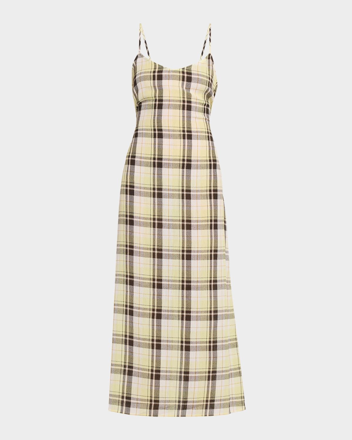Evelyn Plaid Gauze Sleeveless Midi Dress
