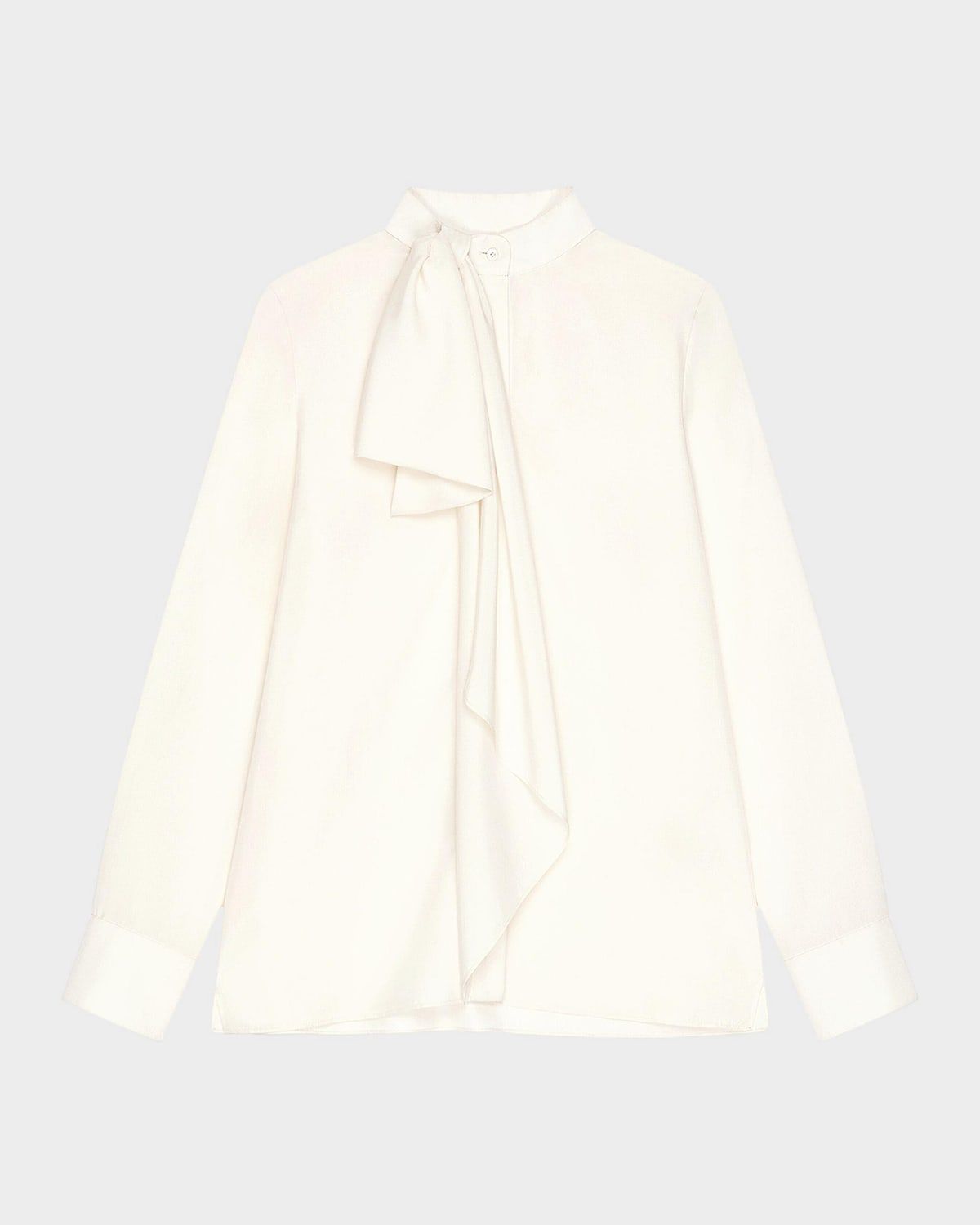 Draped Bow Silk Blouse