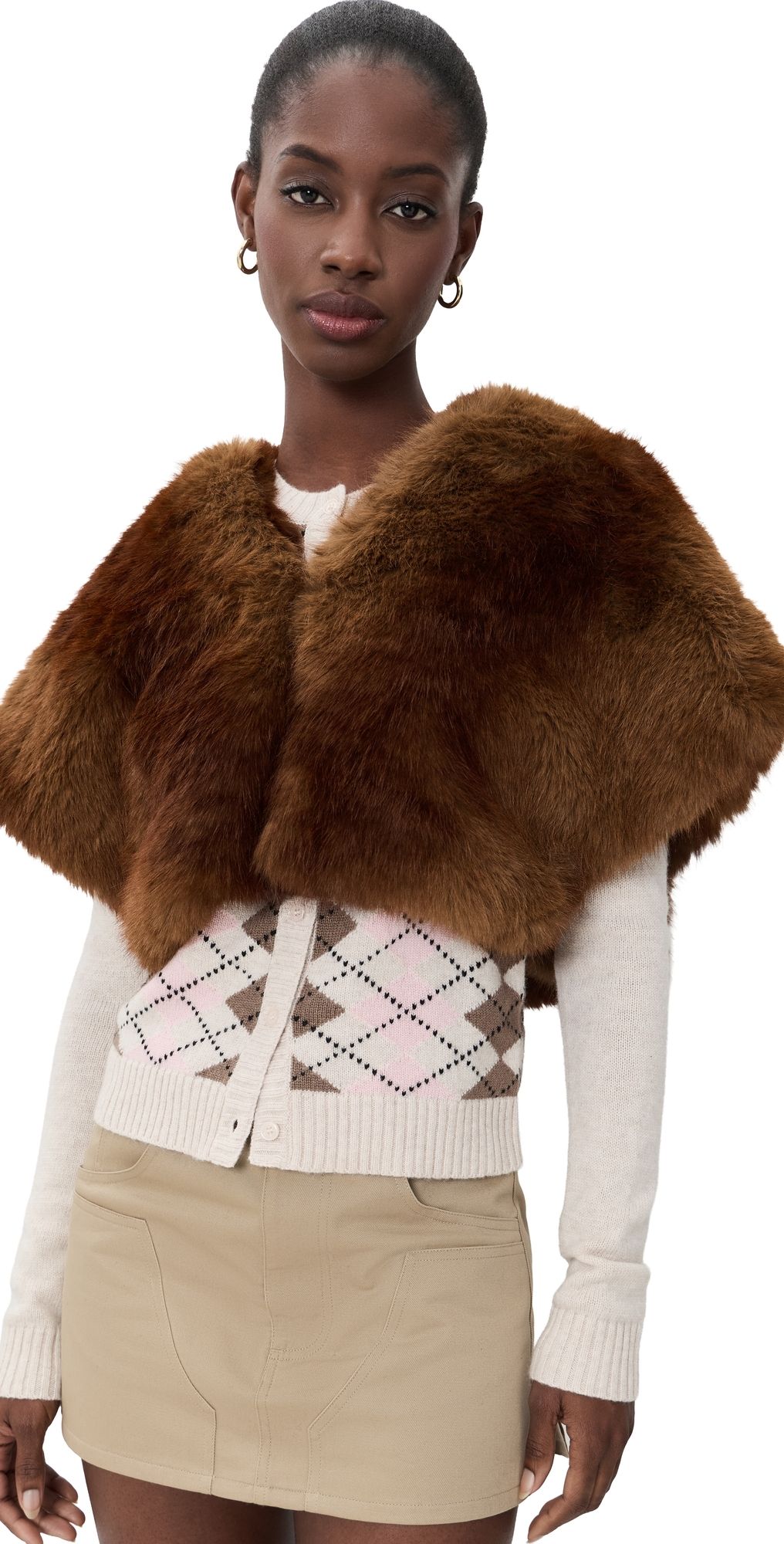 Apparis Devin Faux Mink Shrug Mink One Size