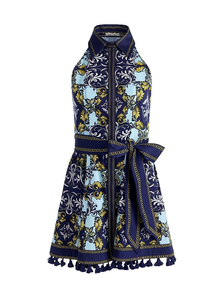 Women's Lucy Sleeveless Mini-Shirtdress - Antique Scroll - Size 14