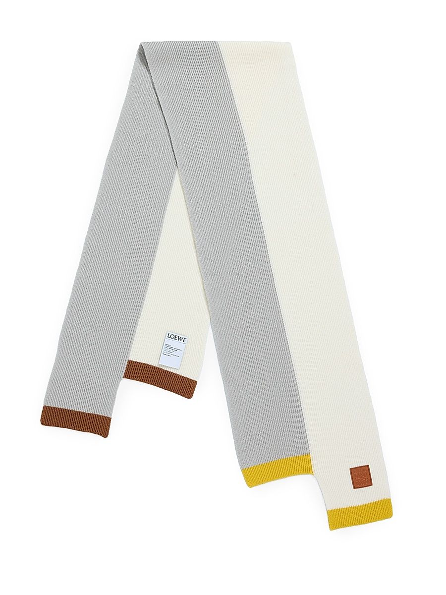 Women's Wool Rib-Knit Asymmetric Scarf - Mustard